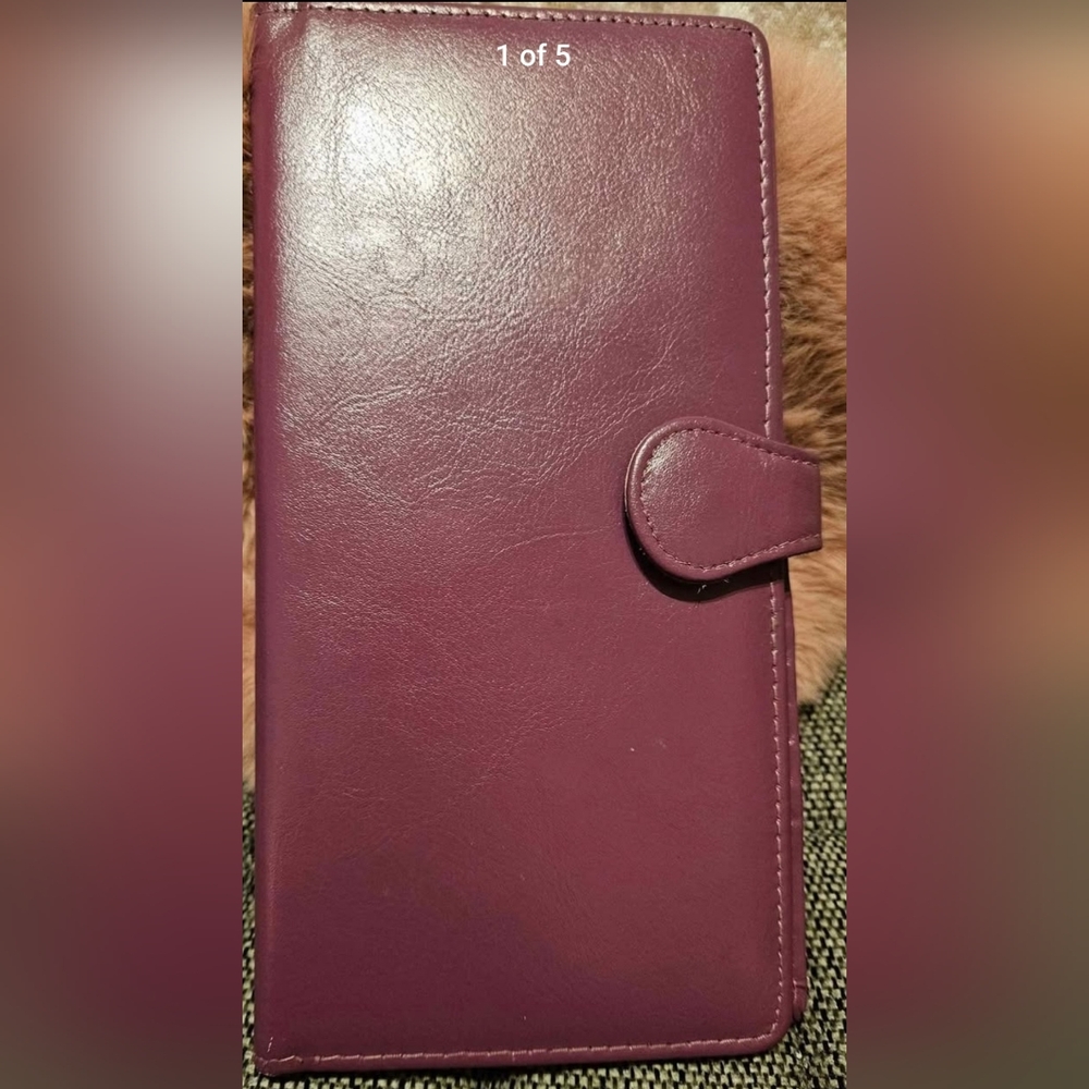 Peppermint Brand Genuine Leather Purple Travel Wallet